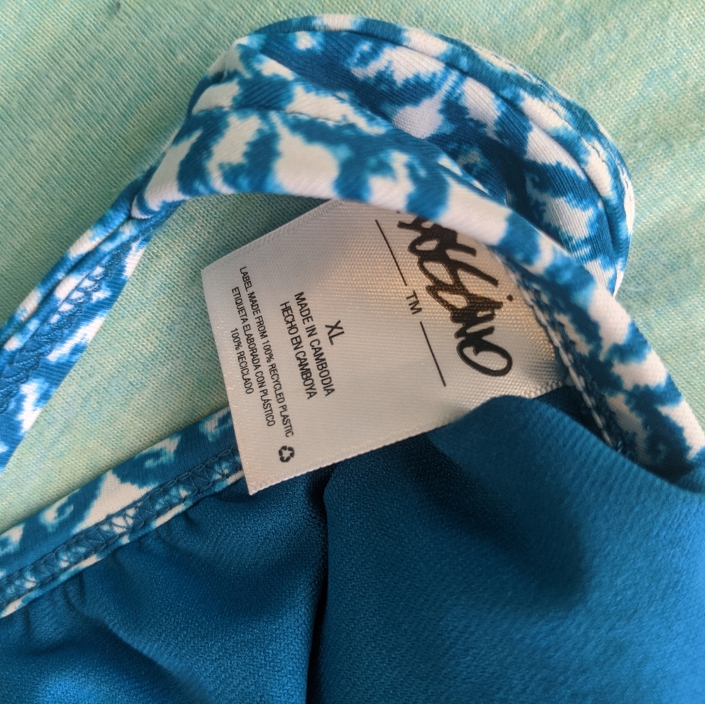 XL Blue and White Halter Top Bathing Suit - Picture 6 of 16